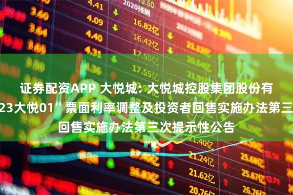证券配资APP 大悦城: 大悦城控股集团股份有限公司关于“23大悦01”票面利率调整及投资者回售实施办法第三次提示性公告